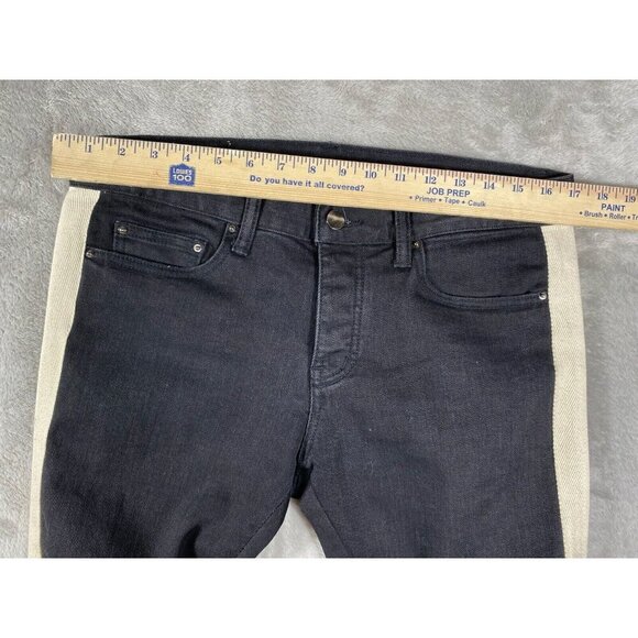 mnml Black Skinny Jeans with White Side Stripe & Ankle Zippers | Button-Fly | 31 - Picture 11 of 16